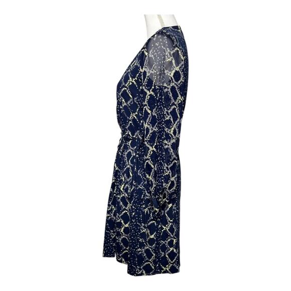 Diane von Furstenberg Sigourney Wrap Dress Snake Check Midnight Blue SZ 2 NWT - Picture 3 of 14
